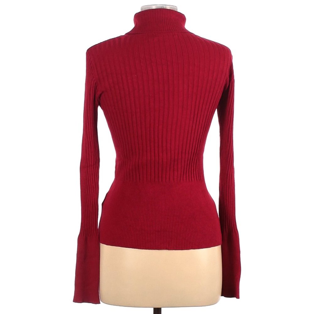 Red Ribbed Turtleneck - Picture 2 of 2
